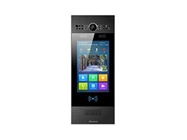 ZWARTE AKUVOX SMART INTERCOM BUITENPOST MET 7 INCH TOUCH DISPLAY  MET GEZICHTSHERKENNING  INGEBOUWDE KAARTLEZER  QR CODE LEZER