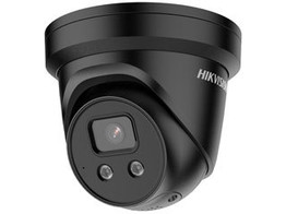 ZWARTE HIKVISION ACUSENSE 8MP ULTRA LOW LIGHT WDR TURRET DOME NETWERK CAMERA  MET VASTE LENS  IR LED   2.8MM    IP67 STROBOSCOOP EN AUDIO-ALARM