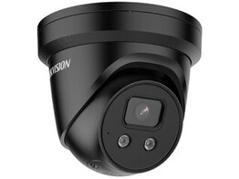 ZWARTE HIKVISION ACUSENSE 4MP ULTRA LOW LIGHT WDR TURRET DOME NETWERK CAMERA  MET VASTE LENS  IR LED   2.8MM    IP67 STROBOSCOOP EN AUDIO-ALARM