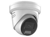 WITTE HIKVISION 4MP SMART HYBRID LIGHT MET COLORVU WDR TURRET NETWERK CAMERA MET VASTE LENS  IR EN WIT LICHT   IP67  2.8 MM  STROBOSCOOP EN AUDIO-ALARM