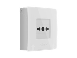 Ajax ManualCallPoint  Draadloze aan een muur gemonteerde knop voor het handmatig activeren van een brandalarm  Wit. Vervangbare batterij 2x CR123A. Afmetingen  102x104x39mm